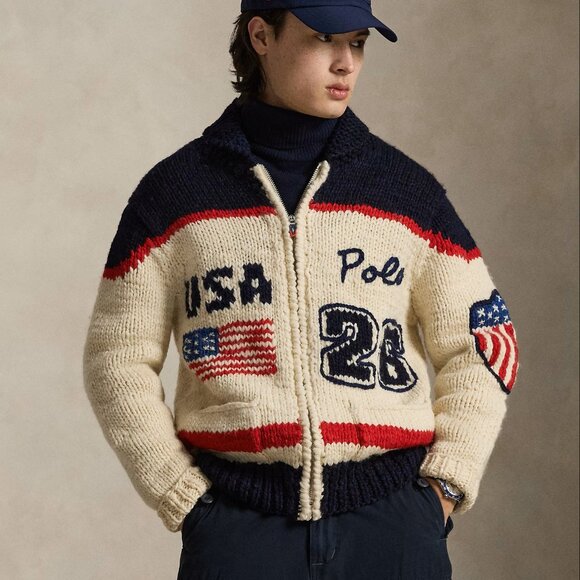 Polo Ralph Lauren 2026 Team USA Olympic Hand-Knit Wool Cardigan M Artisan Signed - Picture 11 of 17